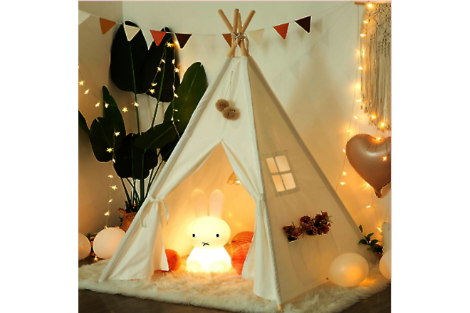 RongFa Teepee Tent for Kids-Portable Children Play Tent Indoor Outdoor White