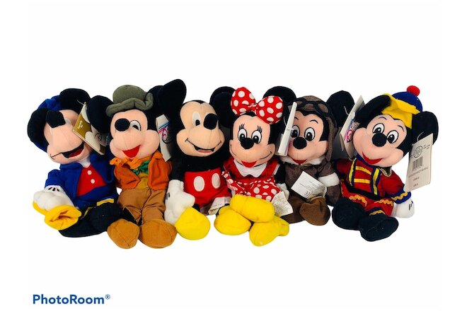 🔥Lot Of 6 • Disney Store Mickey & Minnie Mouse 8” Bean Bag Plush