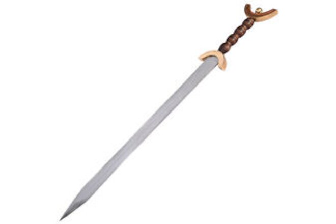 Celtic War Sword, This  features a wooden grip with a brass finished half moo...