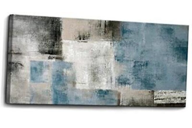 Blue Abstract Wall Art Decor Hand Painted Oil 20x40 Abstract Blue 50100