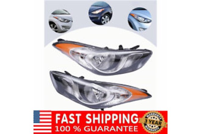 Pair Front Light Halogen Headlight Lamp For Hyundai Elantra 2011-2013 1.8L 2.0L