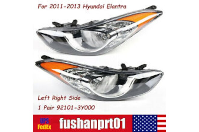 Headlight for 2011 2012 2013 Hyundai Elantra Left Right Side Pair 92101-3Y000