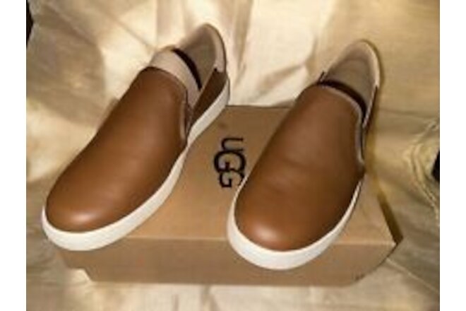 Women’s Ugg Slip On Shoes Leather Brown Camel Casual Size 9