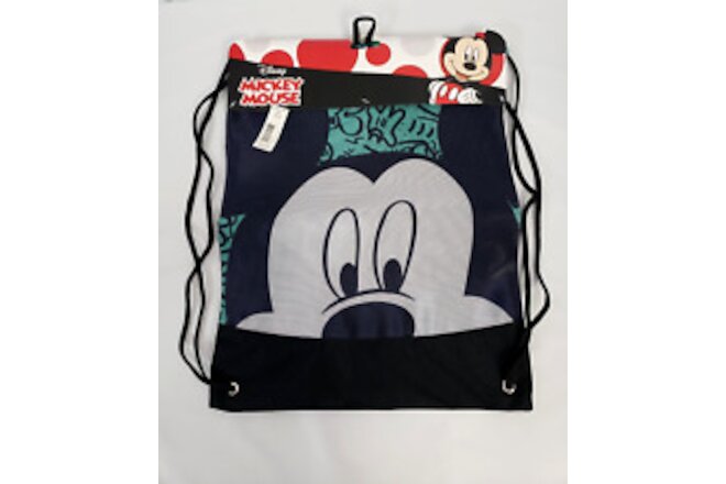 DISNEY Mickey Mouse Drawstring Nylon Mesh Backpack  13" x 17" Lightweight New