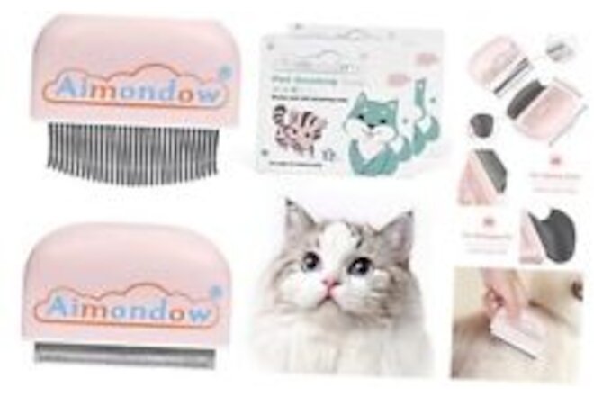 Cat Comb, Cat Brush for Shedding Grooming, Hair Removal Massaging Shell Pink