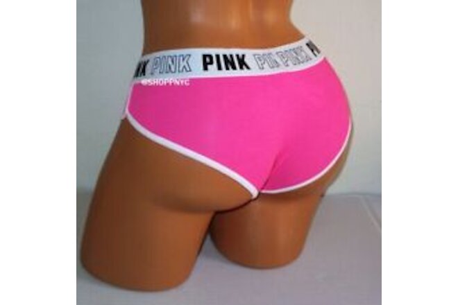 PINK Victoria's Secret Cotton Hipster Panty Size S XL Logo Waist Hot Pink