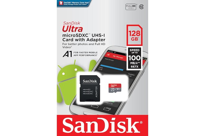 SanDisk 128GB micro SD SDXC Card 100MB/s Ultra 128G Class 10 UHS-1 A1