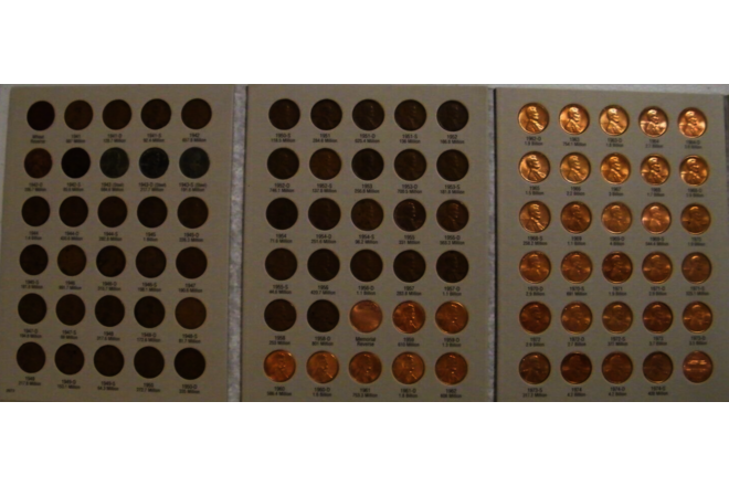 Complete set 1941- 1974 PDS Lincoln Wheat & Memorial Penny Cent Set 90 coins H