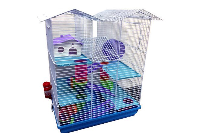 5-Floors Large Twin Tower Hamsters Habitat Rodent Gerbil Mouse Mice Rats Cage