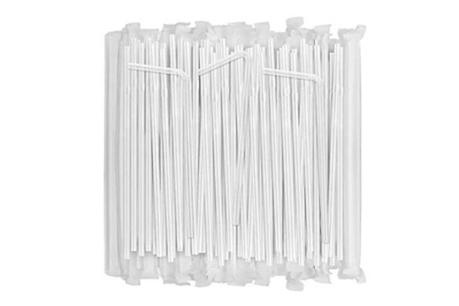 [100 Pcs] Bendy Individually Wrapped Plastic Straws - 8.25" Long Disposable F...