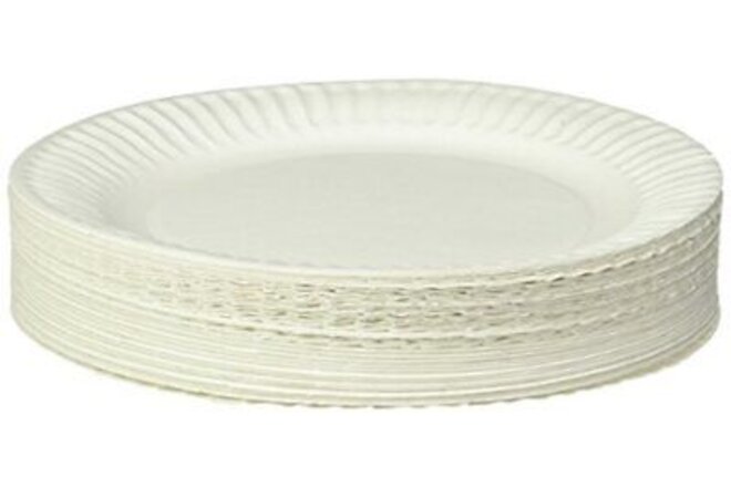 Uncoated Paper Plate, 9 Inches, White, Pack of 100 - 1004997