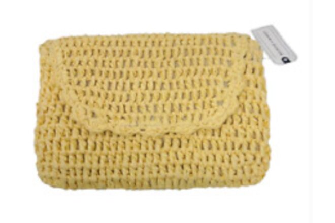 Melrose and Market Bag Lacey Straw Clutch Yellow Butter NEW NWT N88
