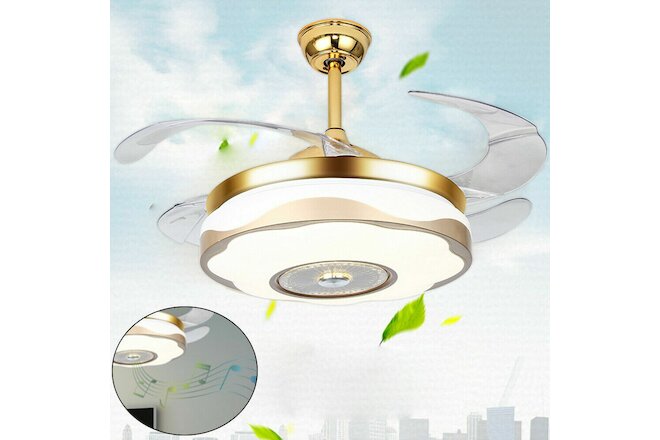Invisible Ceiling Fan Light 42'' Bluetooth & Night Light Remote Control Mute 70W