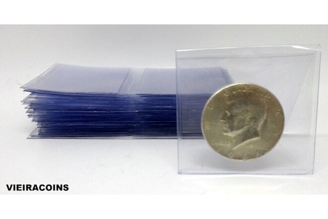 100  2X2  Plastic Coin Flips - NON PVC - Safe for coins - HIGH QUALITY - #10342