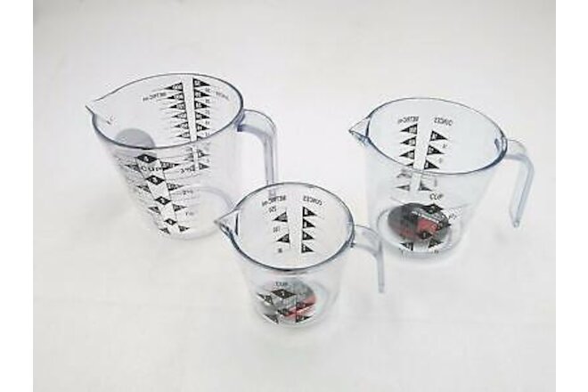 NEW Chef Craft Set of 3 Plastic Measuring Cups-1 cup- 2 cup and 4 cup