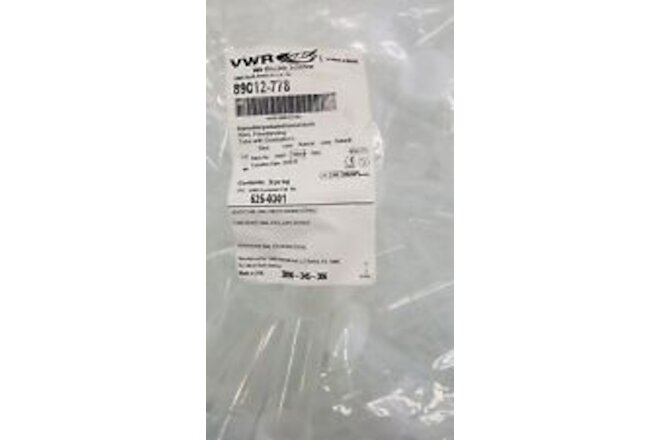 VWR 89012-778 Centrifuge Tubes Freestanding Specimen and Plug Seal Caps PACK/ 50