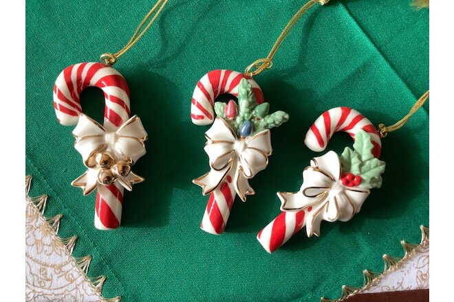 Lenox Christmas Candy Cane Ornaments - Set Of 3