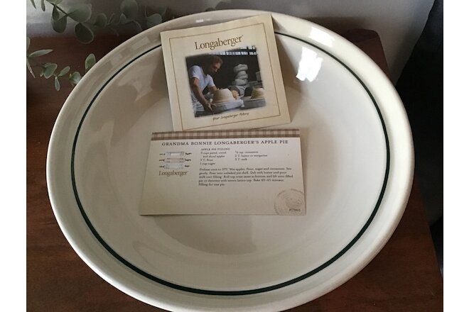 Longaberger WT Pottery Grandma Bonnie Pie Plate 10" Heritage Green NIB~USA!