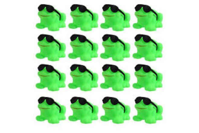 16pcs Small Green Frog Toys Sunglasses Design Floating Sound Swim Tub Toy