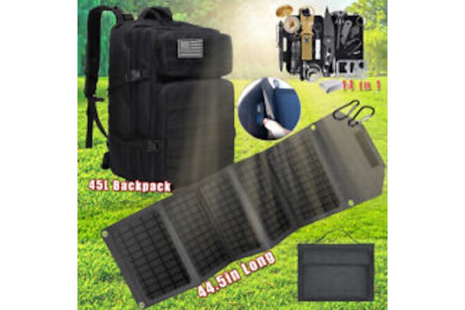 Bug Out Bag Outdoor Emergency Backpack Survival Gear Folding Solar Panel Charger