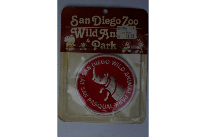 Vintage San Diego Zoo Patch San Pasqual Wild Animal Park Souvenir Patch New, NOS