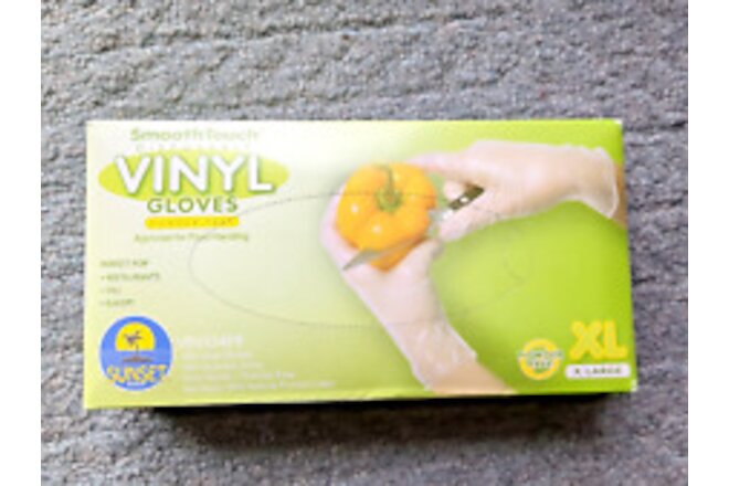 Smooth Touch Vinyl Gloves, XL,  Powder Free, 100 Gloves Brand New Free Shipping