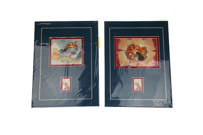 Walt Disney 6 Cent USA Stamps Mounted Winnie The Pooh Images Matted Set of 2