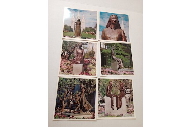 Lot Of 6 Relief Society Post Cards LDS Mormon Statues at Temple Square