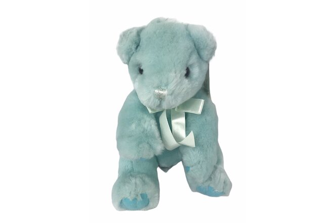 Russ Berrie IT'S A BOY  9” Plush Bear With Rattle Blue Soft With Tag