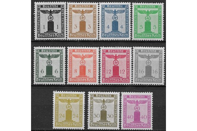 Germany 3rd Reich Mi# 144-154 Official Stamps Issued 1938 MH *