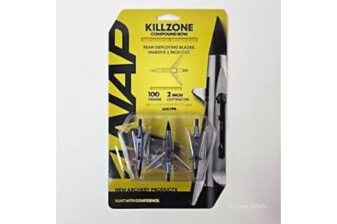 Killzone Compound Bow Mechanical Broadhead Blades, 3 Pack, 100 Grain, NEW