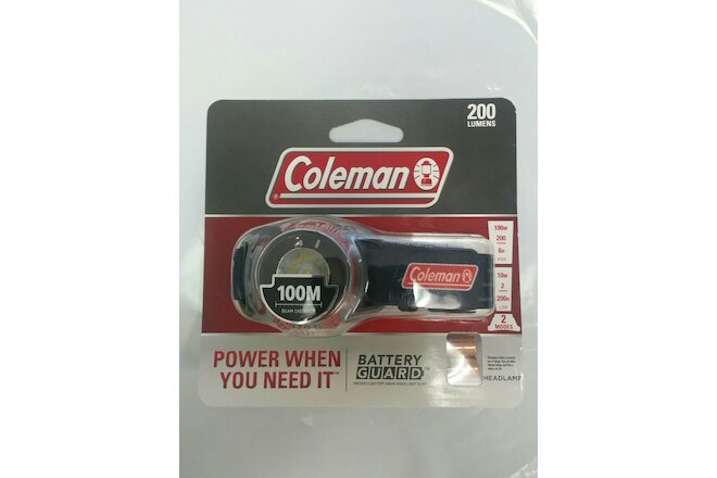 Coleman 200 Lumens LED Headlamp with Battery Guard W/Batteries