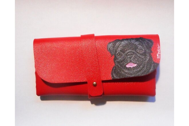 Pug Dog Portrait on Eyeglass Glasses Spectacles Case Hand Painted
