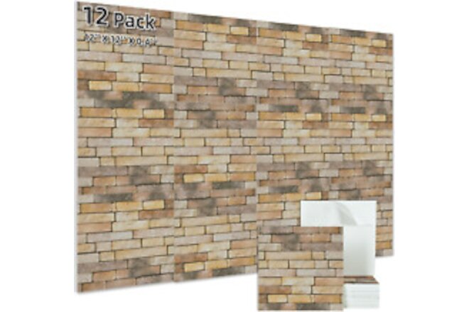 12 Pack Acoustic Panel, 12 X 12 X 0.4 Inches Self Simulated Brick Pattern
