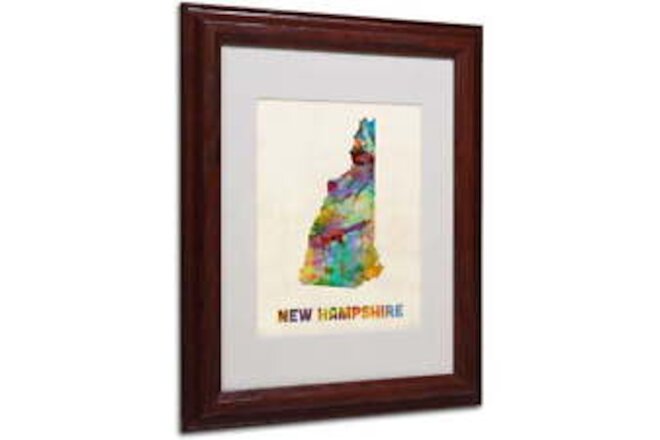 "New Hampshire Map" Matted Framed Art by Michael Tompsett