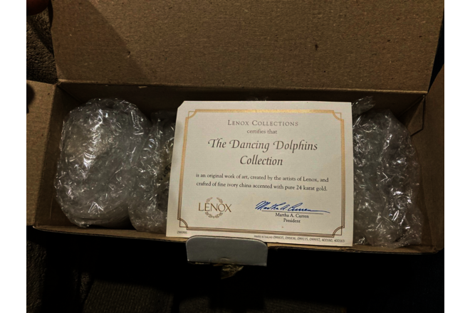 LENOX The DANCING DOLPHINS 4  sculpture Collection NEW in BOX with COA