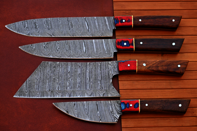 Custom Made Damascus Chef Knife Set Kitchen Cutlery - Hand Forged Damascus 2321