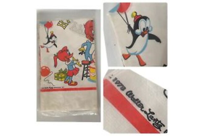 NOS Walter Lanz Paper Tablecloth 1978 Woody Woodpecker Chilly Willy Wall Decor