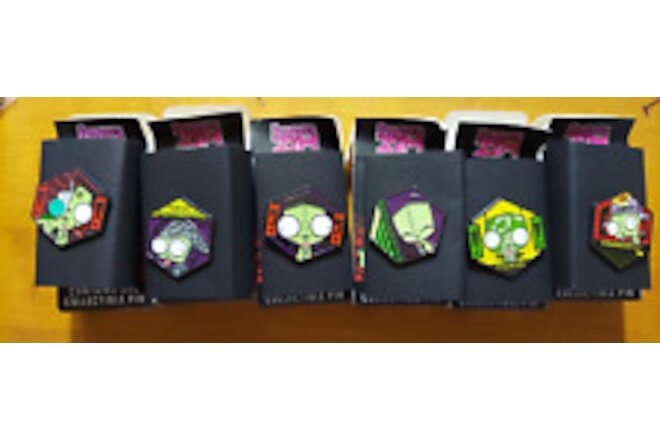 LOT 6 Invader Zim Gir Faces TOXIC CHASE GITD Specimen Hungry Pin Blind Box RARE