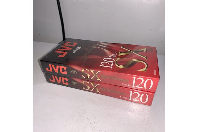 Lot of 2 Factory Sealed JVC T-120 SX 6hrs VHS High Performance Blank Video Tapes