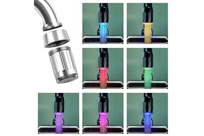 LED Water Stream Faucet Light 7 Colors Changing Glow Shower Stream Tap Bathroom
