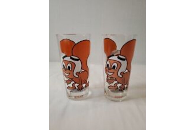 Set Of 2 Vintage Adventures of Rocky & Bullwinkle Glass Collector Series