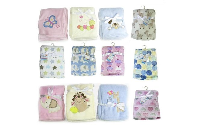 Baby Newborn Soft Fleece Blanket Pram Crib Moses Basket Girl Boy Unisex 0+ Month