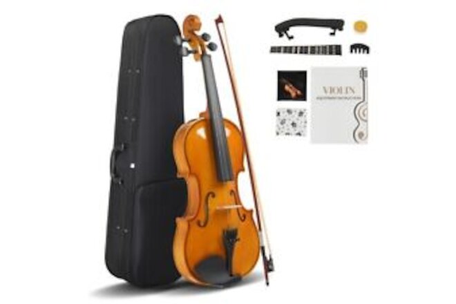 4/4 Violin Set for Adults Beginners Students with Hard Case,Violin Bow,Shoulder