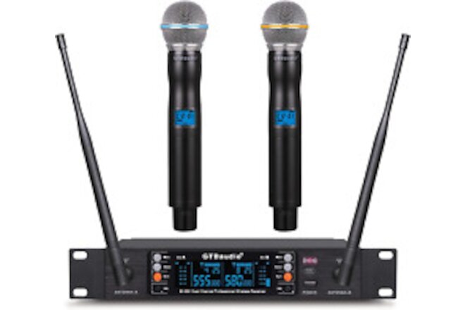 GTD Audio 2X100 Adjustable Channels UHF Wireless Microphone, Rang up to 400Fts D