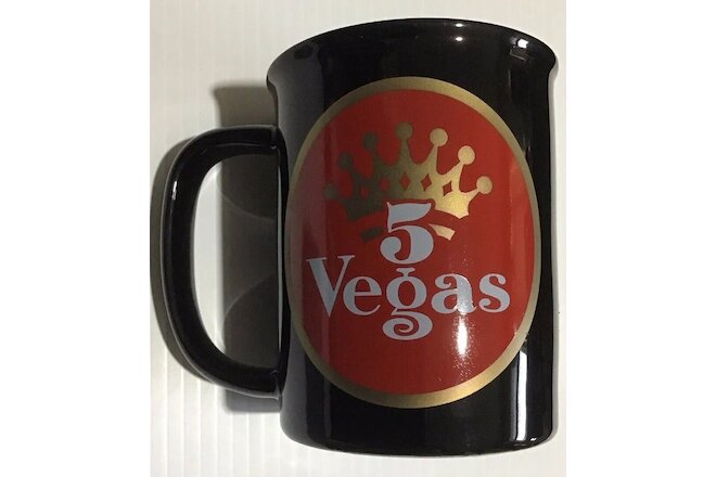 5 VEGAS Cigars coffee mug 16 oz. Black with logo on both sides-Brand New In Box
