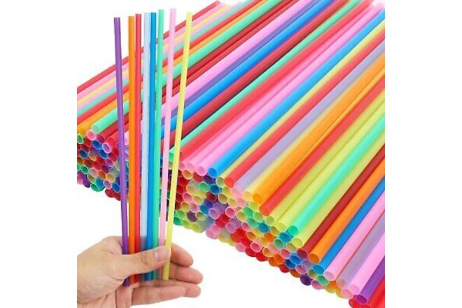 300pcs 10.3 Inches Disposable Drinking Straws Plastic Straws Extra Long Assor...