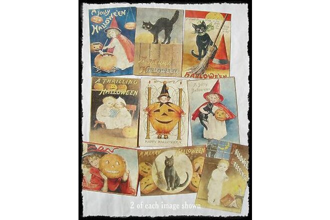 Set of 18 VICTORIAN VINTAGE-LOOK HALLOWEEN LABELS Holiday Decor Primitive/Grungy