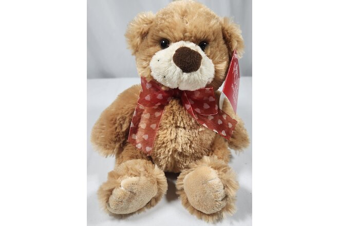 Russ Valentines Teddy Bear Stuffed Animal/Plush w/Red Heart Bow 9" Love