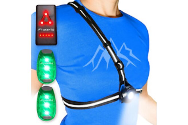 CHEST RUNNING LIGHT Reflective Running Vest Gear LED Adjustable Beam AVANTO PRO